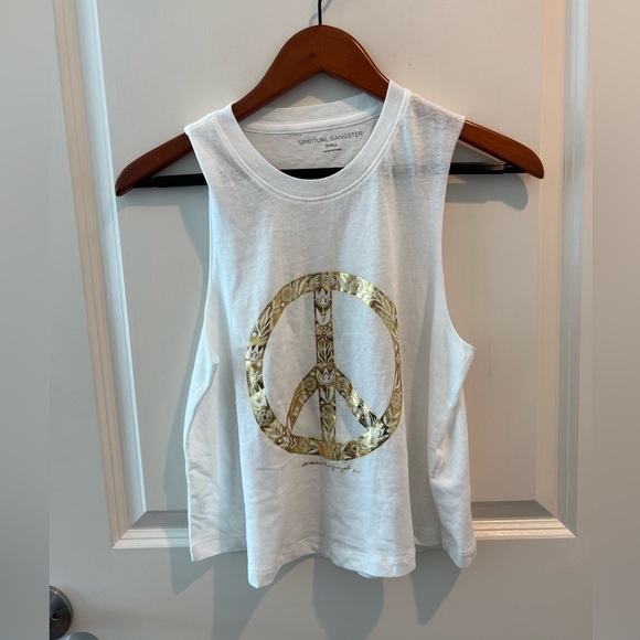 SPIRITUAL GANGSTER Peace Graphic Crop Tank Top - Picture 4 of 16
